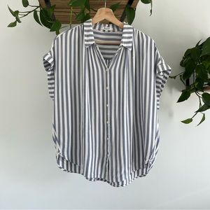 Madewell Striped Central Shirt in White and Blue